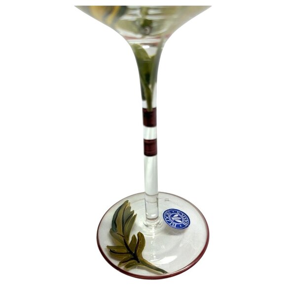 2 BLOCK Basics Hand Painted Floral Balloon Wine Goblets Glass Mum Chrysanthemum - Picture 7 of 8